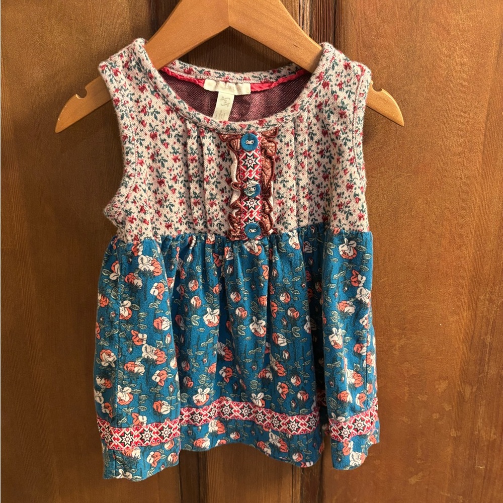 Matilda Jane Floral Print Tank Top with Ruffle Detail